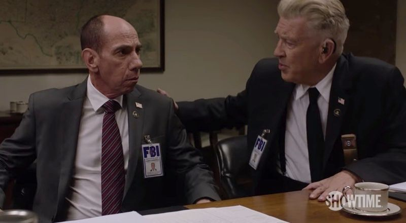Albert Rosenfield (Miguel Ferrer) and Gordon Cole (David Lynch) in Twin Peaks: The Return. Image: Showtime